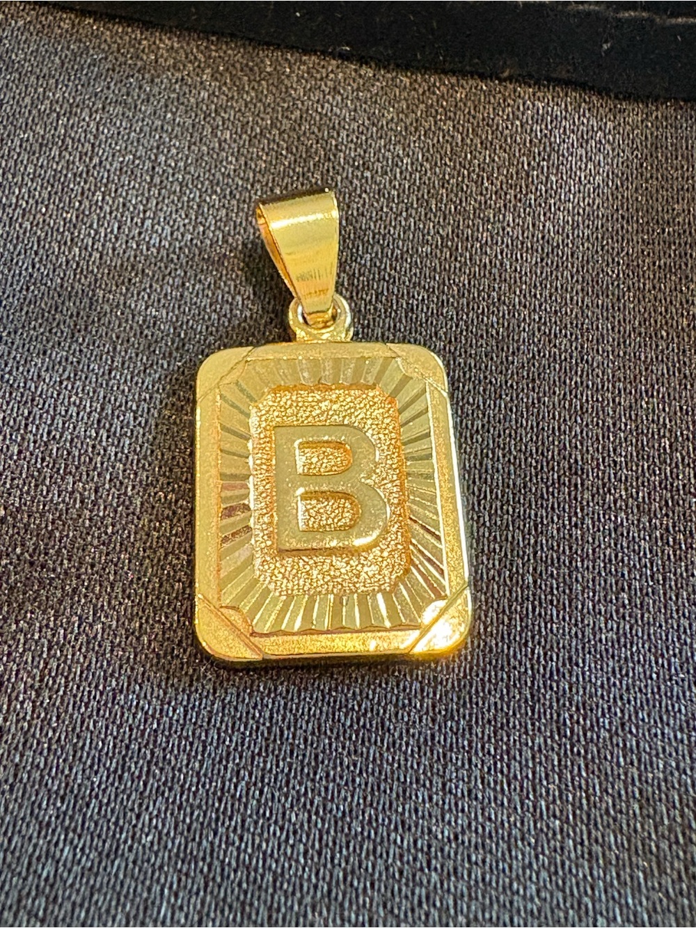 Gold Initial 'B' Rectangular Pendant